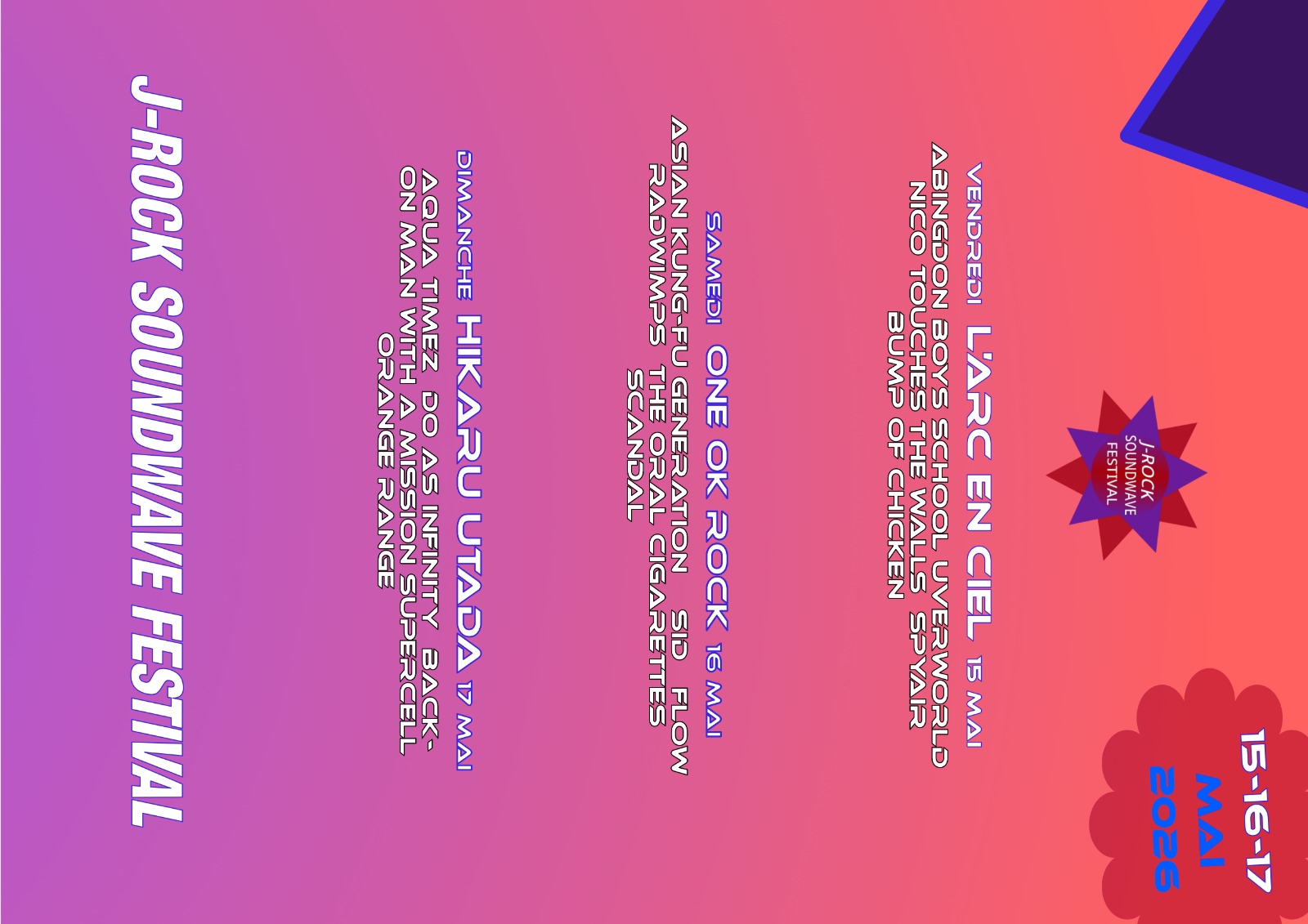 J-Rock Soundwave Festival - 15-17 Mai 2026 Parc de St-Cloud