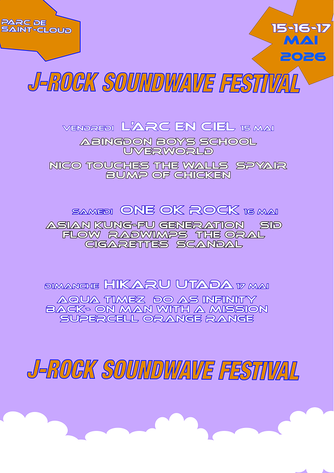 J-Rock Soundwave Festival - Affiche 15-16-17 Mai 2026